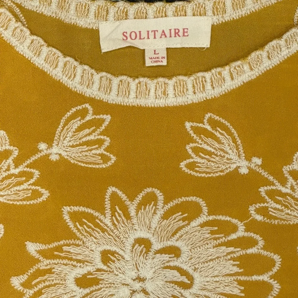 Solitaire Mustard Top with White Floral Embroidery - Picture 2 of 7